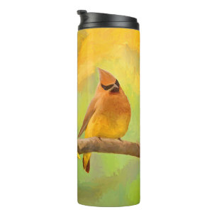 Cedar Waxwing Malerei - Niedliche Original Hunde K Thermosbecher