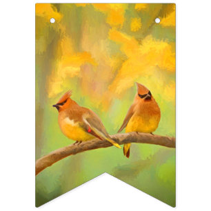 Cedar Waxwing Malerei - Niedliche Original Hunde K Wimpelkette