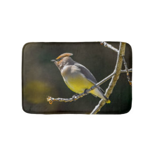 Cedar Waxwing Songbird Original Wild Bird Foto Badematte
