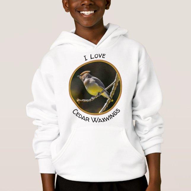 Cedar Waxwing Songbird Original Wild Bird Foto Hoodie (Vorderseite)
