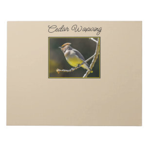Cedar Waxwing Songbird Original Wild Bird Foto Notizblock