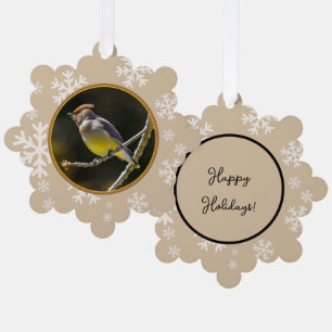 Cedar Waxwing Songbird Original Wild Bird Foto Ornament Karte