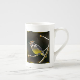 Cedar Waxwing Songbird Original Wild Bird Foto Prozellantasse