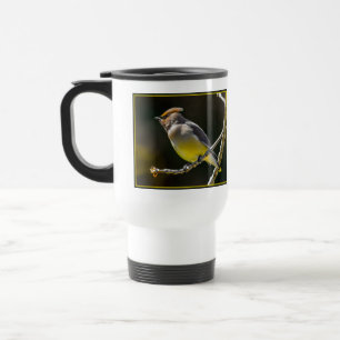 Cedar Waxwing Songbird Original Wild Bird Foto Reisebecher