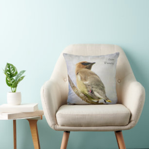 Cedar Waxwing Throw Kissen