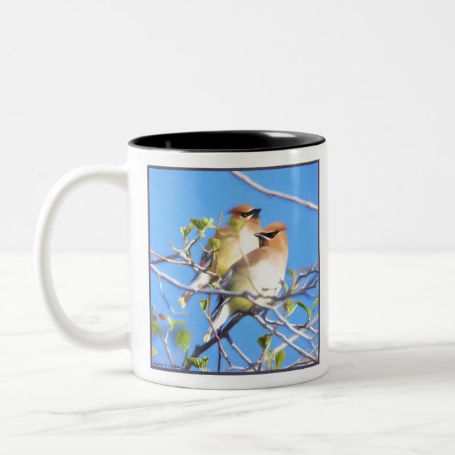 Cedar Waxwings Zweifarbige Tasse (Links)