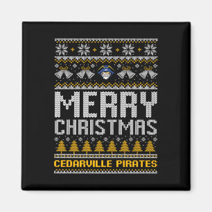 Cedarville Pirates Logo Frohe Weihnachten Ugly Swe Magnet