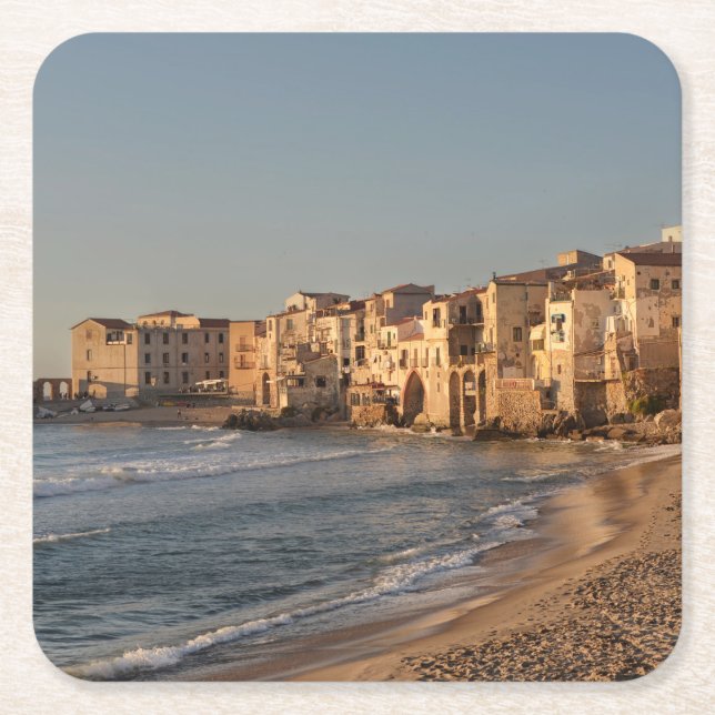 Cefalu, Küstenstadt in Sizilien Rechteckiger Pappuntersetzer (Vorderseite)