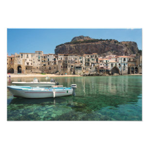 Cefalu Stadt in Sizilien Fotodruck