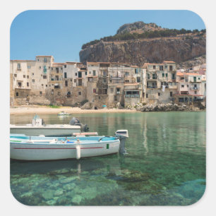 Cefalu Stadt in Sizilien Quadratischer Aufkleber