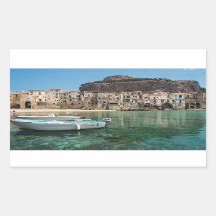 Cefalu Stadt Sizilien Rechteckiger Aufkleber