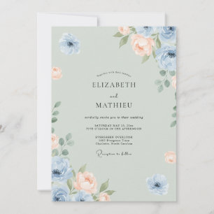 Celadon-Aprikosen-Pfingstrosen-Hochzeit Einladung