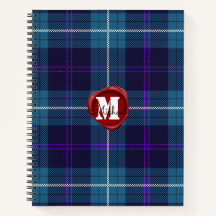 Celadon Blue Kariert Tartan Wax Siegel Mit Monogra