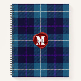 Celadon Blue Kariert Tartan Wax Siegel Mit Monogra Notizbuch