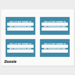 Celadon Blue Name & Pronoun Labels Rechteckiger Aufkleber