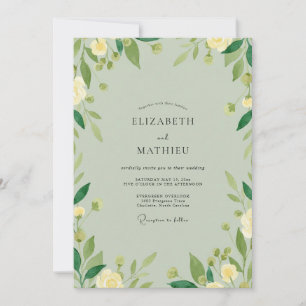 Celadon-Elfenbein-Grün-Hochzeit Einladung
