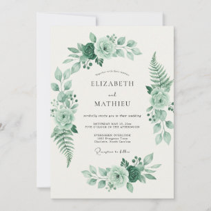 Celadon-Farnblatt-Hochzeit Einladung