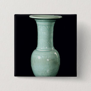 Celadon glasig-glänzender Vase, Yuan-Dynastie Button