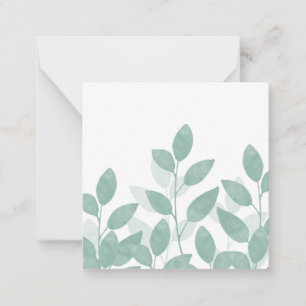 Celadon Green Watercolor-Blätter Mitteilungskarte