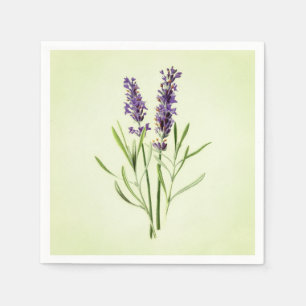 Celadon-Grün gemalter LavendelSprig botanisch Serviette