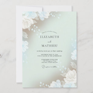 Celadon Luftige Blatt Hochzeit Einladung