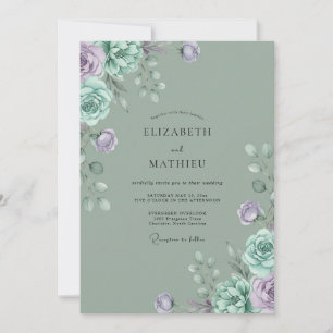 Celadon-Mauve-Petal-Hochzeit Einladung