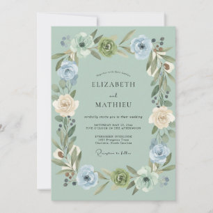 Celadon-Pfingstrose Romantische Hochzeit Einladung