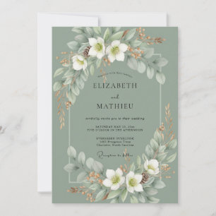 Celadon Weiße Lilien Hochzeit Einladung