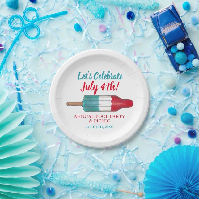 Celebrate 4. Juli Red White Rocket Pop Pappteller (Party)