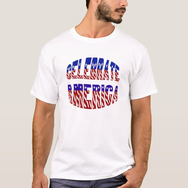 Celebrate America Flag Schriftart #1 Mens T - Shir T-Shirt (Vorderseite)