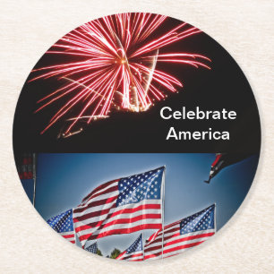 Celebrate America Postkarte Runder Pappuntersetzer