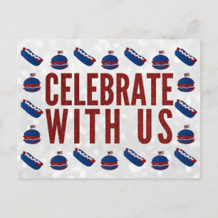 Celebrate Amerikanische Unabhängigkeitstag Glitzer Postkarte