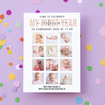 Celebrate Baby Girl First Year 12 Foto Collage