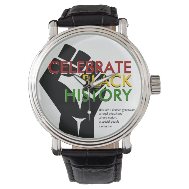 CELEBRATE BLACK GESCHICHTE Christliche Bibel Armbanduhr (Vorderseite)