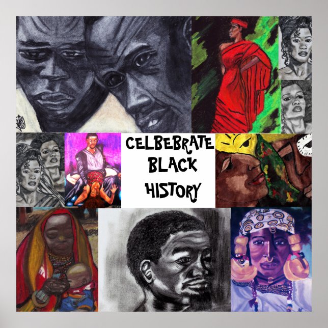 CELEBRATE BLACK GESCHICHTE NEGRO COLLAGE Plakat (Vorne)