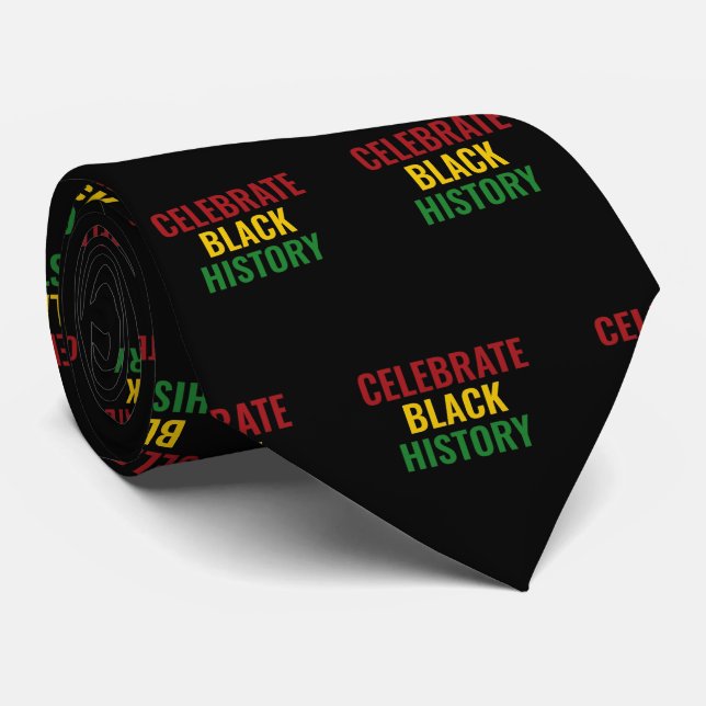 CELEBRATE BLACK HISTORY Red Yellow Green BHM Krawatte (Gerollt)