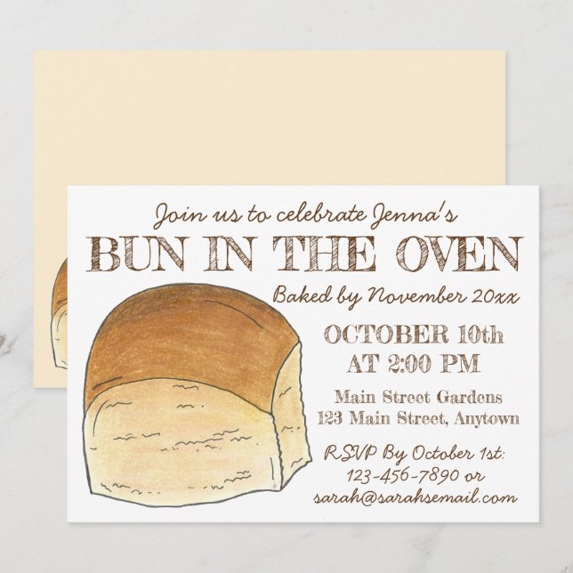 Celebrate Bun in Oven New Baby Shower Einladung (Vorne/Hinten)