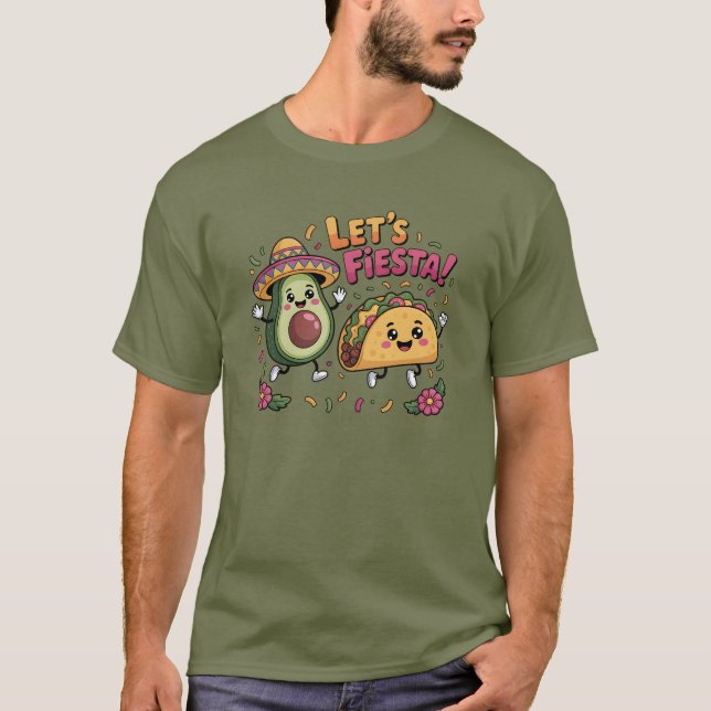 Celebrate Cinco de Mayo Avocados & Tacos Fiesta T-Shirt (Vorderseite)