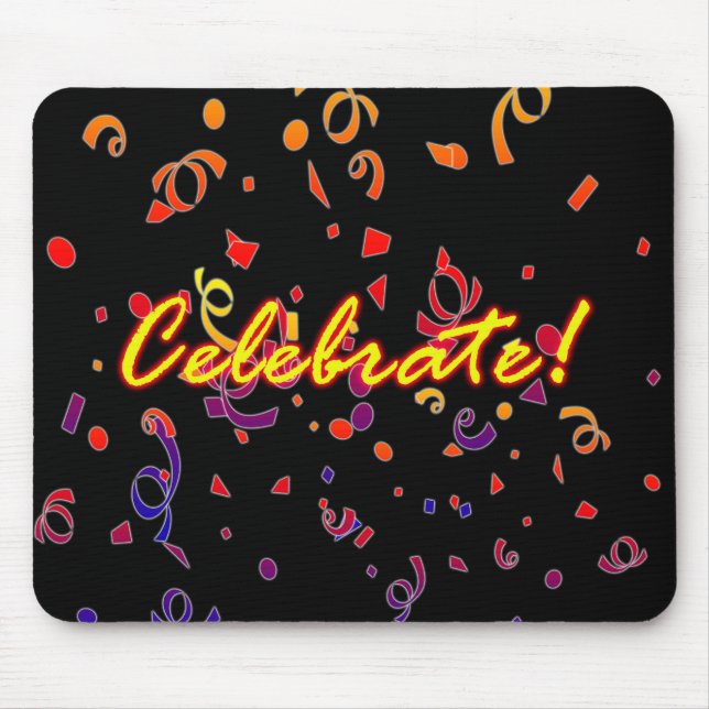 Celebrate Confetti Black Mousepad (Vorne)