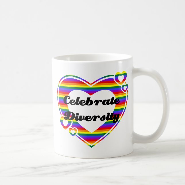Celebrate Diversity Dark Text Kaffeetasse (Rechts)