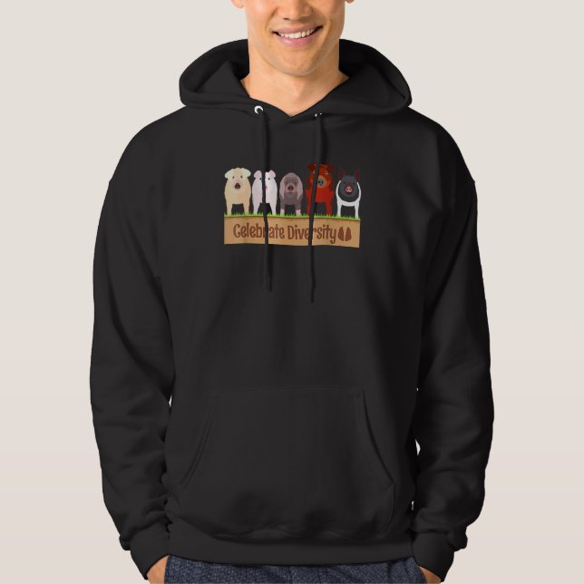 Celebrate Diversity für Schweinezucht Hoodie (Vorderseite)