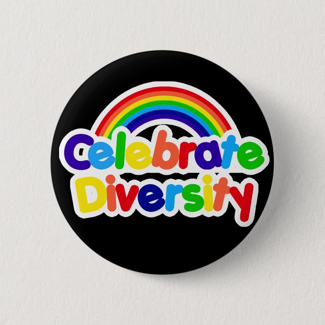 Celebrate Diversity Gay Pride Rainbow Button (Vorderseite)