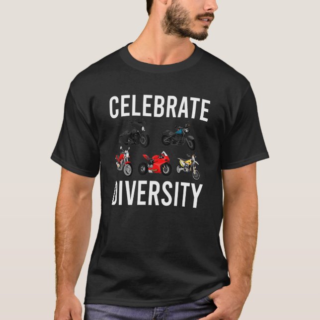 Celebrate Diversity Motorrad Motorrad Outfit 2 T-Shirt (Vorderseite)