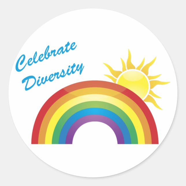 Celebrate Diversity Rainbow Sun Stickers (Vorderseite)