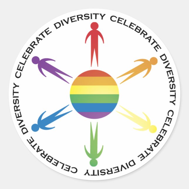 Celebrate Diversity Runder Aufkleber (Vorderseite)