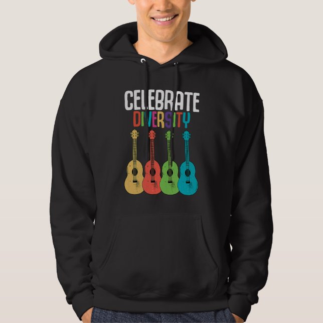 Celebrate Diversity  Ukulele Player Music  Graphic Hoodie (Vorderseite)