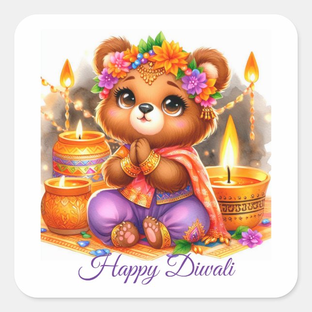 Celebrate Diwali Quadratischer Aufkleber (Vorderseite)