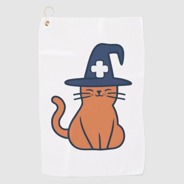 Celebrate Fall mit Feline Drehung - One Spooky Nu Golfhandtuch (Vorderseite)
