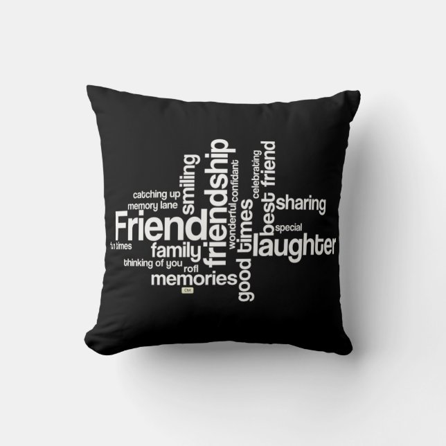 Celebrate Friendship Black Square Pillow Kissen (Vorderseite)