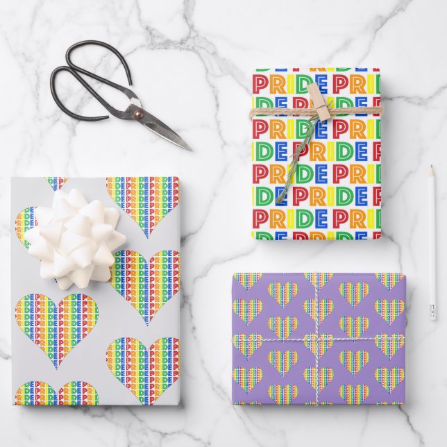Celebrate Gay Pride Rainbow Liebe LGBTQ Geschenkpapier Set (Vorderseite)